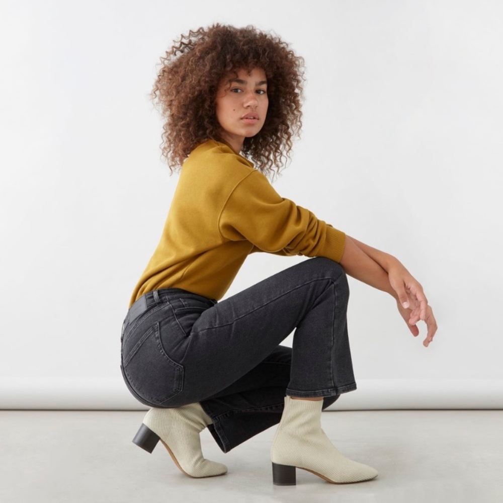 Everlane | The Authentic Stretch Slim Bootcut High Rise Jean in Washed Black